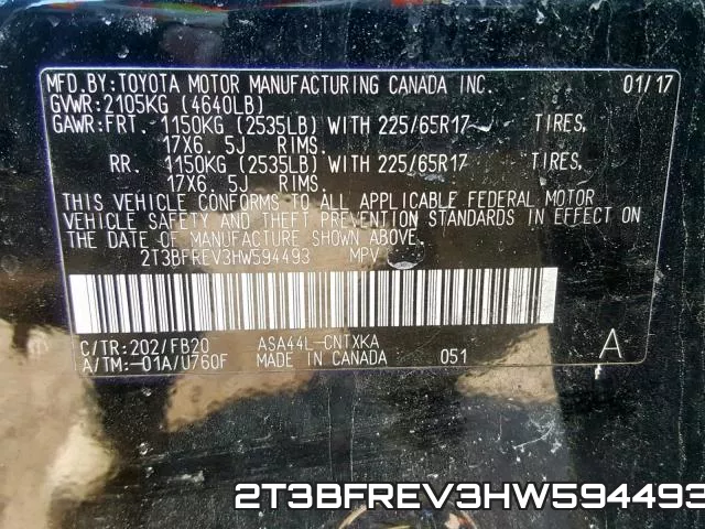 2T3BFREV3HW594493 фото 2