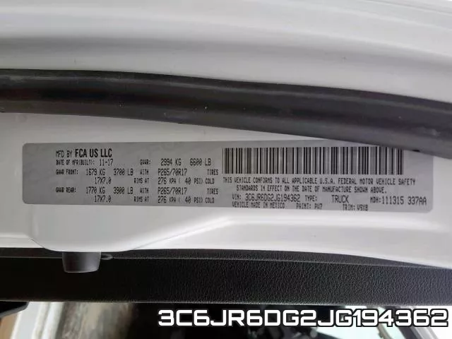 3C6JR6DG2JG194362 фото 2