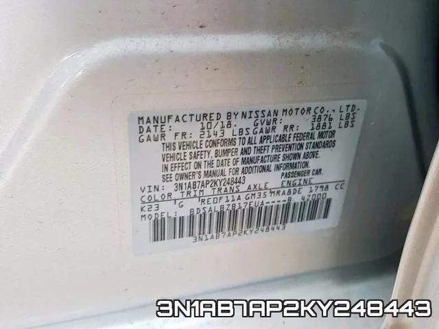 3N1AB7AP2KY248443 фото 2