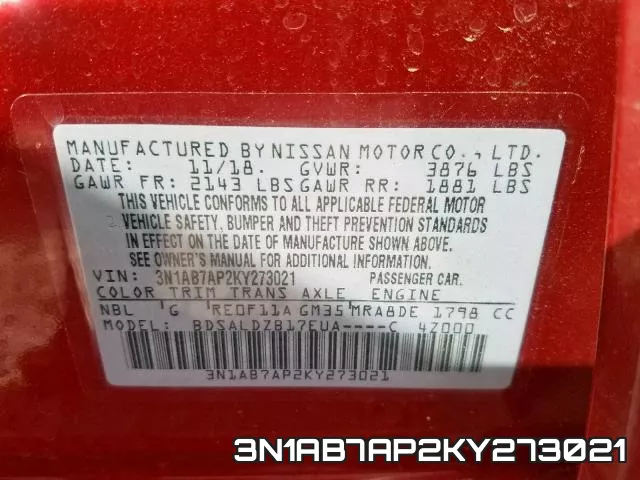 3N1AB7AP2KY273021 фото 2