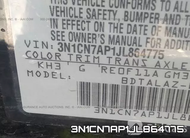 3N1CN7AP1JL864775 фото 10