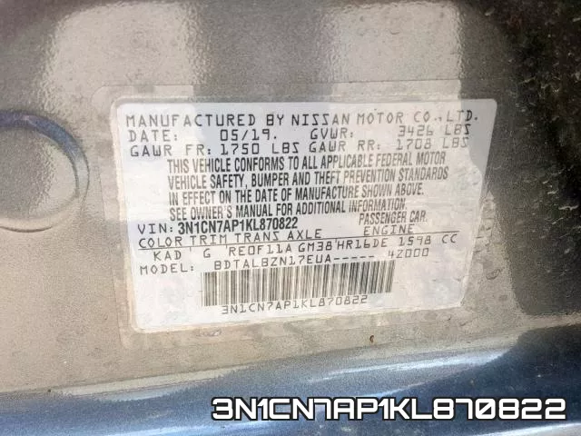 3N1CN7AP1KL870822 фото 2