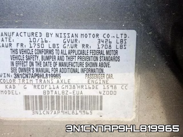 3N1CN7AP9HL819965 фото 2