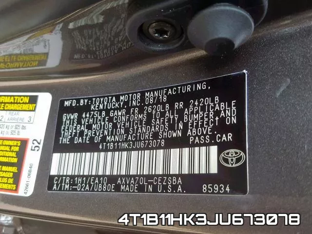 4T1B11HK3JU673078 фото 2