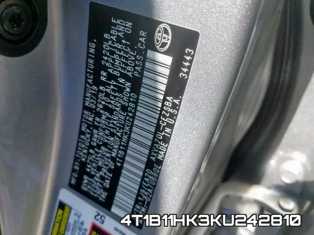 4T1B11HK3KU242810 фото 2