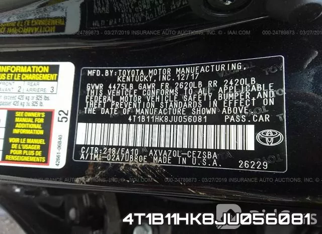 4T1B11HK8JU056081 фото 10