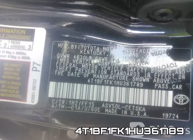 4T1BF1FK1HU361789 фото 10
