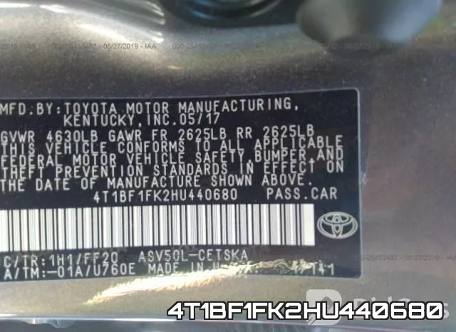 4T1BF1FK2HU440680 фото 9