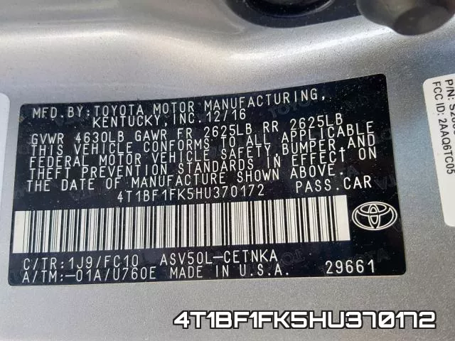 4T1BF1FK5HU370172 фото 2