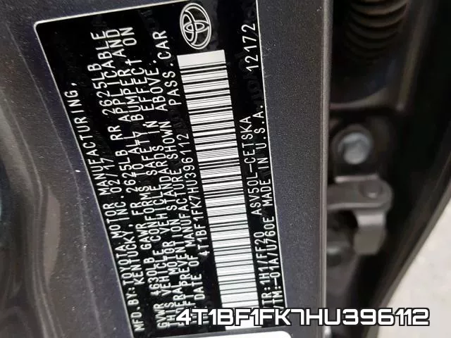 4T1BF1FK7HU396112 фото 2