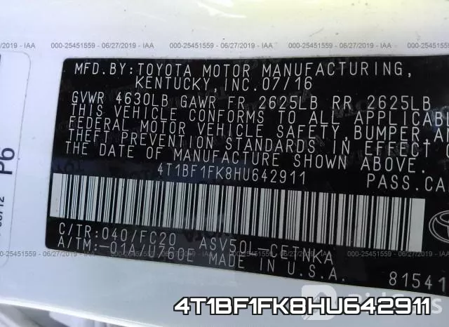 4T1BF1FK8HU642911 фото 9