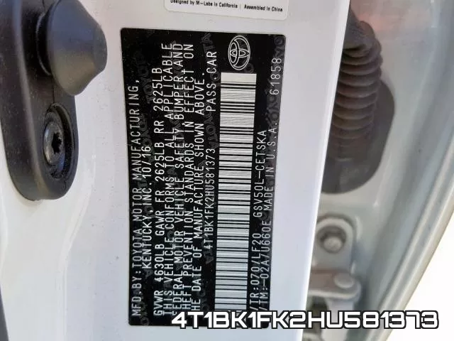 4T1BK1FK2HU581373 фото 2