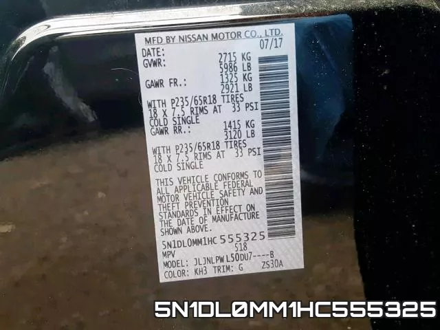 5N1DL0MM1HC555325 фото 2