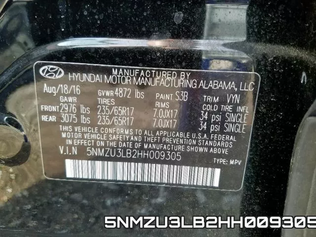 5NMZU3LB2HH009305 фото 2
