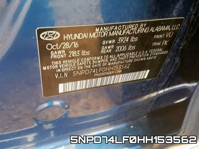 5NPD74LF0HH153562 фото 2