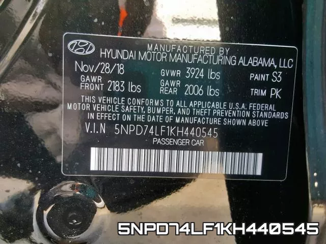5NPD74LF1KH440545 фото 2