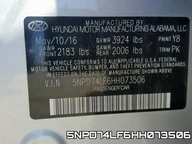 5NPD74LF6HH073506 фото 2
