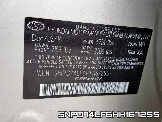 5NPD74LF6HH167255 фото 2