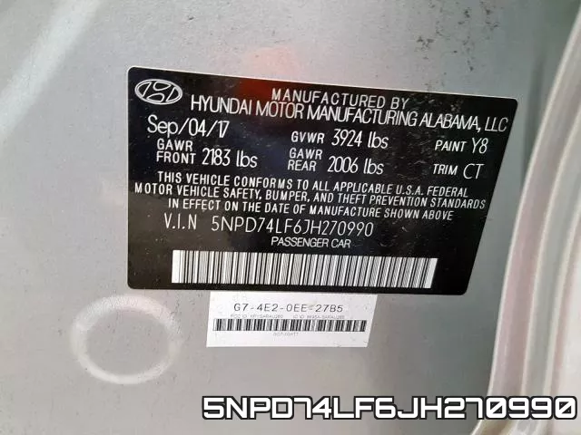 5NPD74LF6JH270990 фото 2