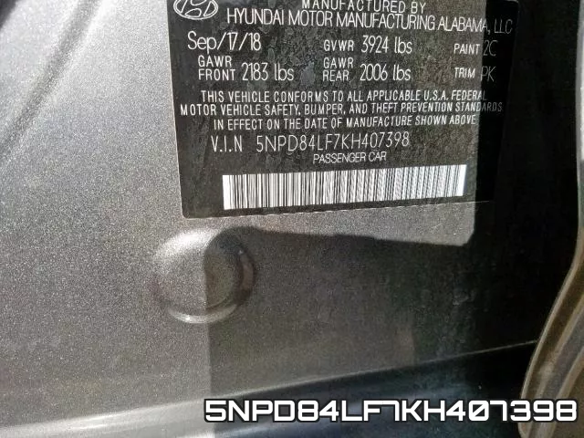5NPD84LF7KH407398 фото 2