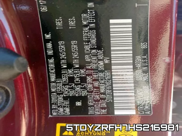 5TDYZRFH7HS216981 фото 2
