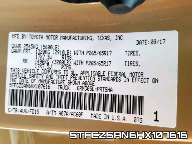 5TFCZ5AN6HX107616 фото 2