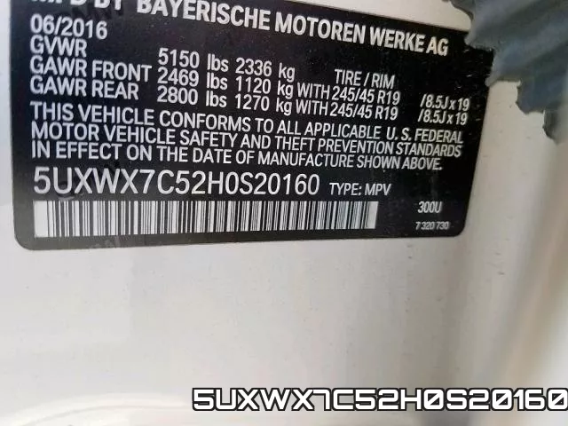 5UXWX7C52H0S20160 фото 2