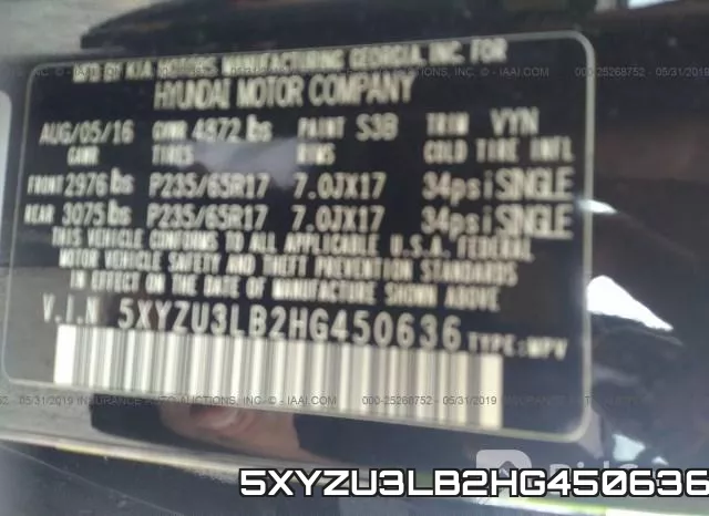 5XYZU3LB2HG450636 фото 10