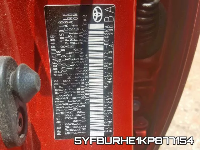 5YFBURHE1KP877154 фото 2