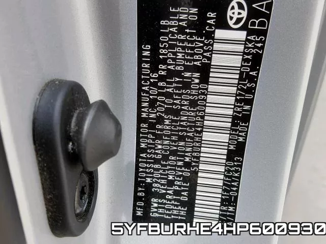5YFBURHE4HP600930 фото 2