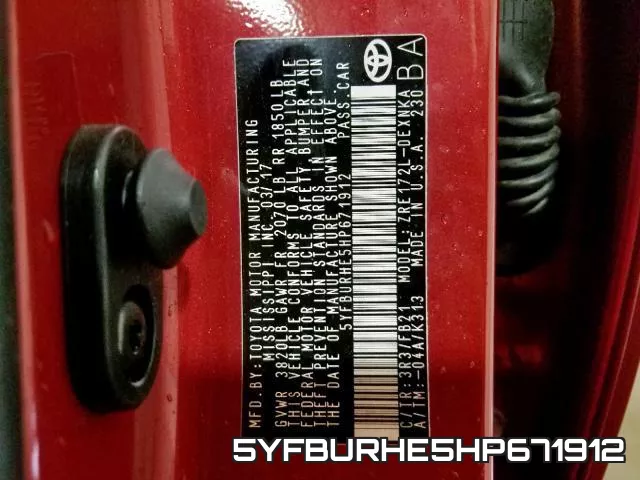 5YFBURHE5HP671912 фото 2