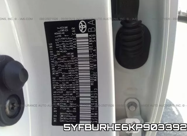 5YFBURHE6KP903392 фото 10