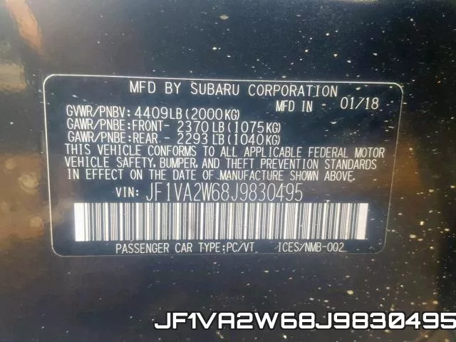 JF1VA2W68J9830495 фото 2