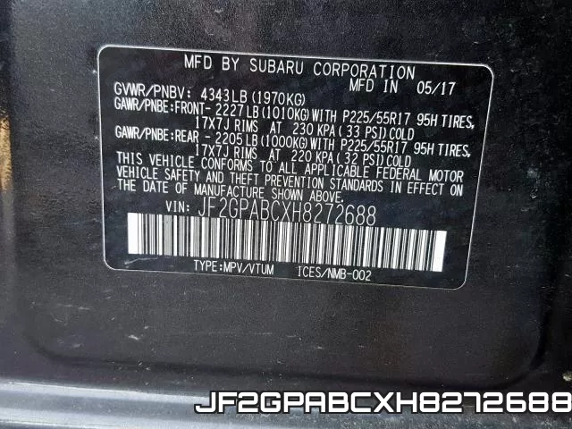 JF2GPABCXH8272688 фото 2