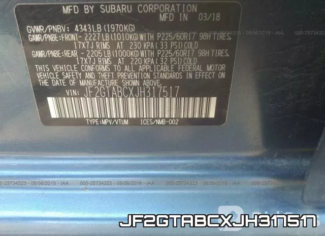 JF2GTABCXJH317517 фото 10