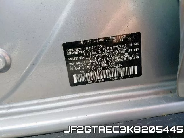JF2GTAEC3K8205445 фото 2