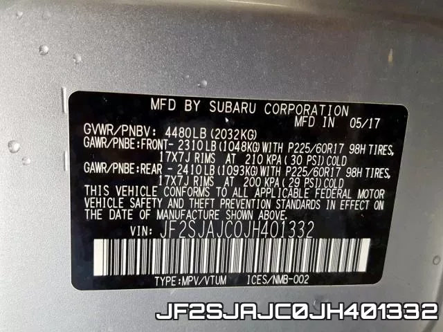 JF2SJAJC0JH401332 фото 2
