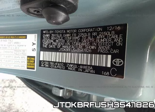 JTDKBRFU5H3547826 фото 10