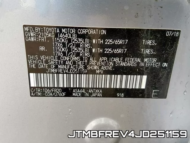 JTMBFREV4JD251159 фото 2