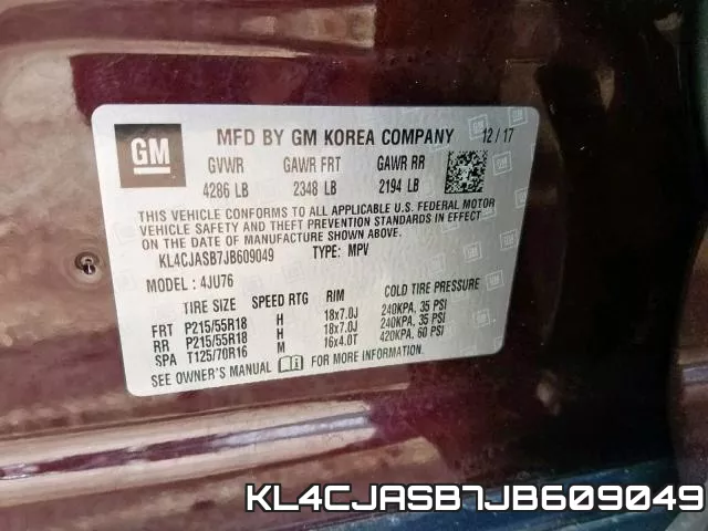 KL4CJASB7JB609049 фото 2