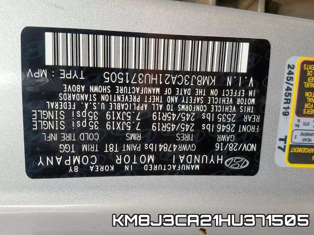 KM8J3CA21HU371505 фото 2