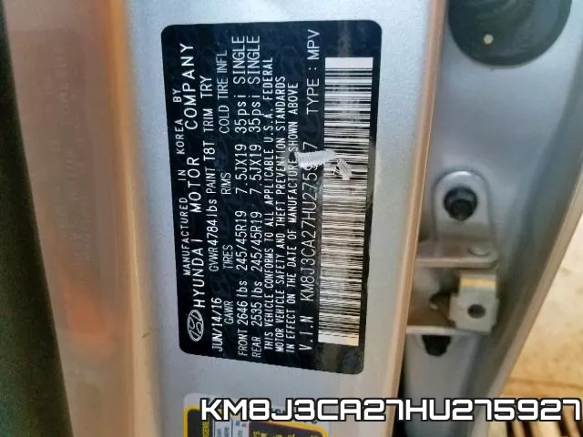 KM8J3CA27HU275927 фото 2