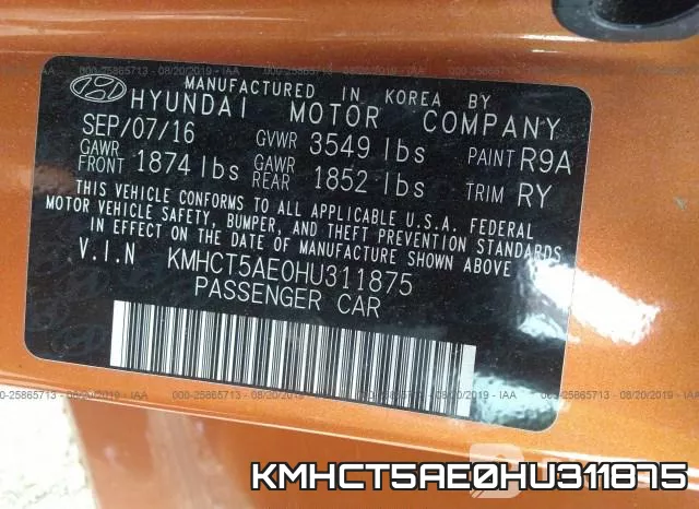 KMHCT5AE0HU311875 фото 9