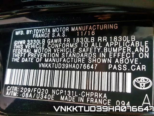 VNKKTUD39HA076647 фото 2