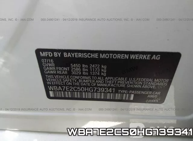 WBA7E2C50HG739341 фото 10