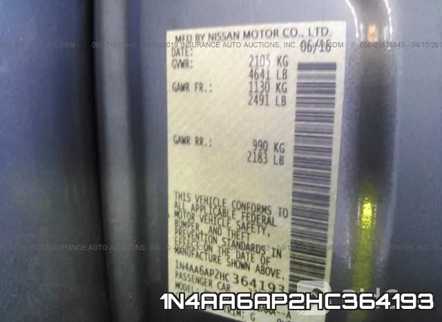 1N4AA6AP2HC364193 фото 10