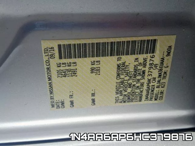 1N4AA6AP6HC379876 фото 2