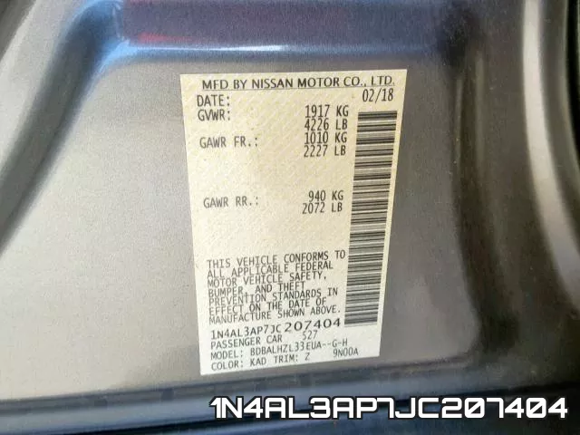 1N4AL3AP7JC207404 фото 2