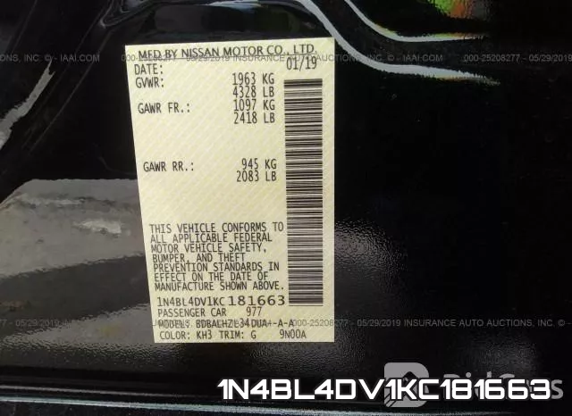 1N4BL4DV1KC181663 фото 10