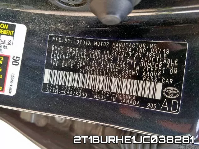 2T1BURHE1JC038281 фото 2